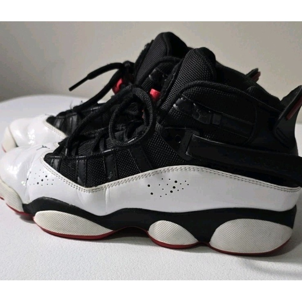 Youth Air Jordan 6 Rings Sneaker Kids‎ Sz 6.5Y-Black-White-Red